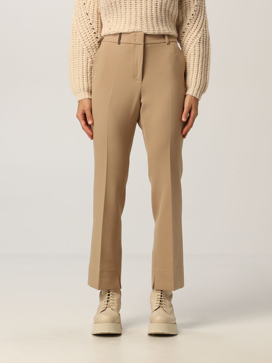 Peserico Wool Plaid Cropped Trousers in Brown Save 2% Womens Trousers Slacks and Chinos Peserico Trousers Slacks and Chinos 
