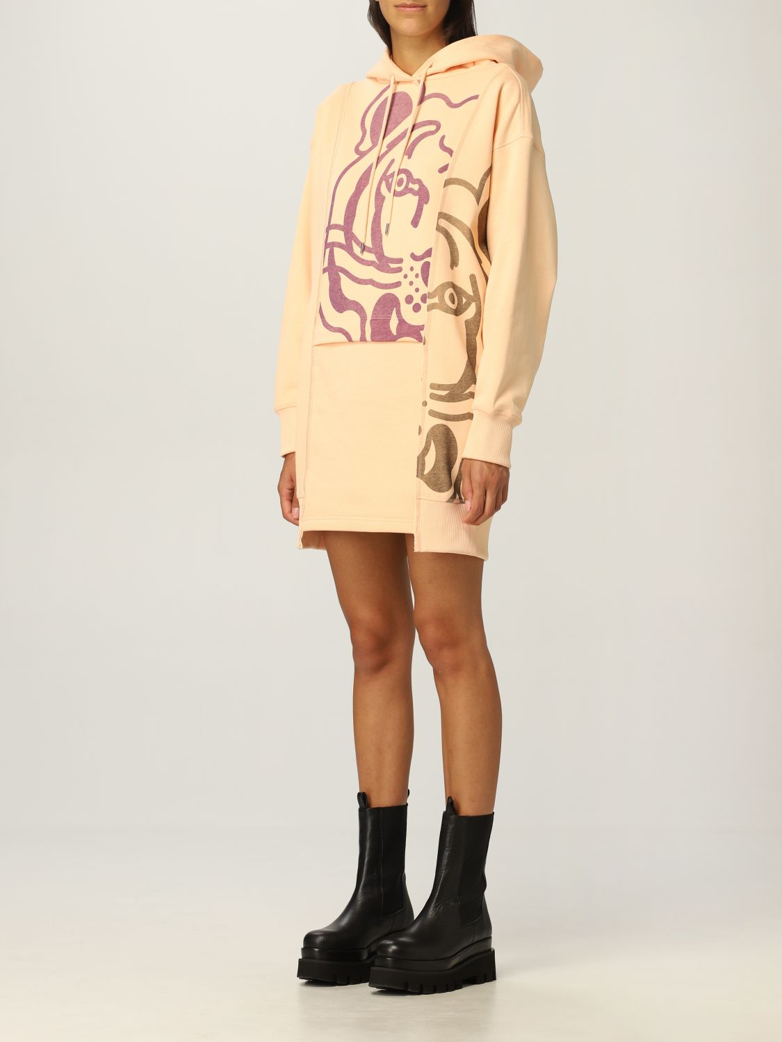 KENZO: sweatshirt dress with tiger ...