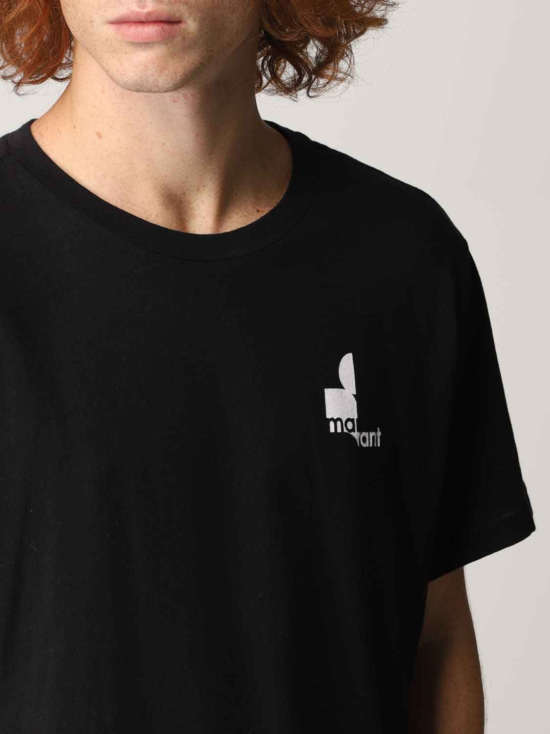 ISABEL MARANT ETOILE: Zafferh cotton t-shirt with logo | T-Shirt Isabel Marant Etoile Men Black Isabel Marant TS043300M900H GIGLIO.COM