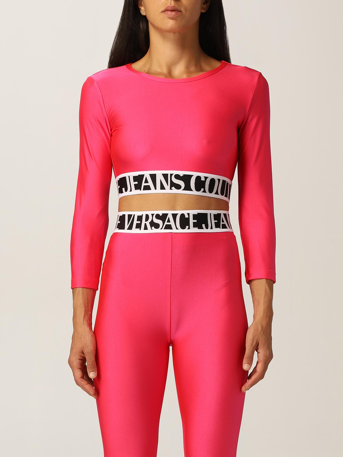 VERSACE JEANS COUTURE top with logo Pink Versace Jeans Couture top