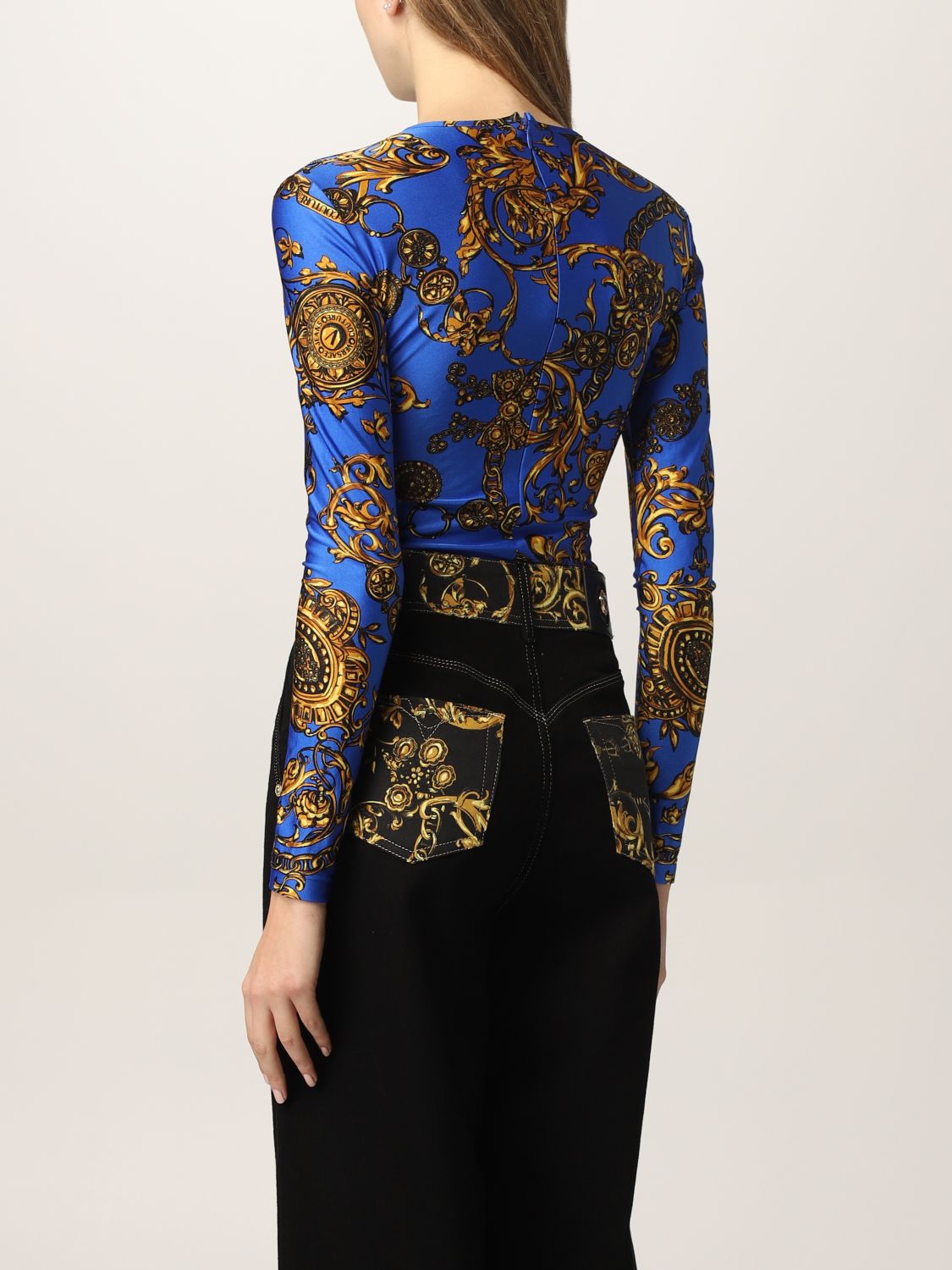 Body Versace Jeans Couture: Body Versace Jeans Couture con stampa baroque blue 3