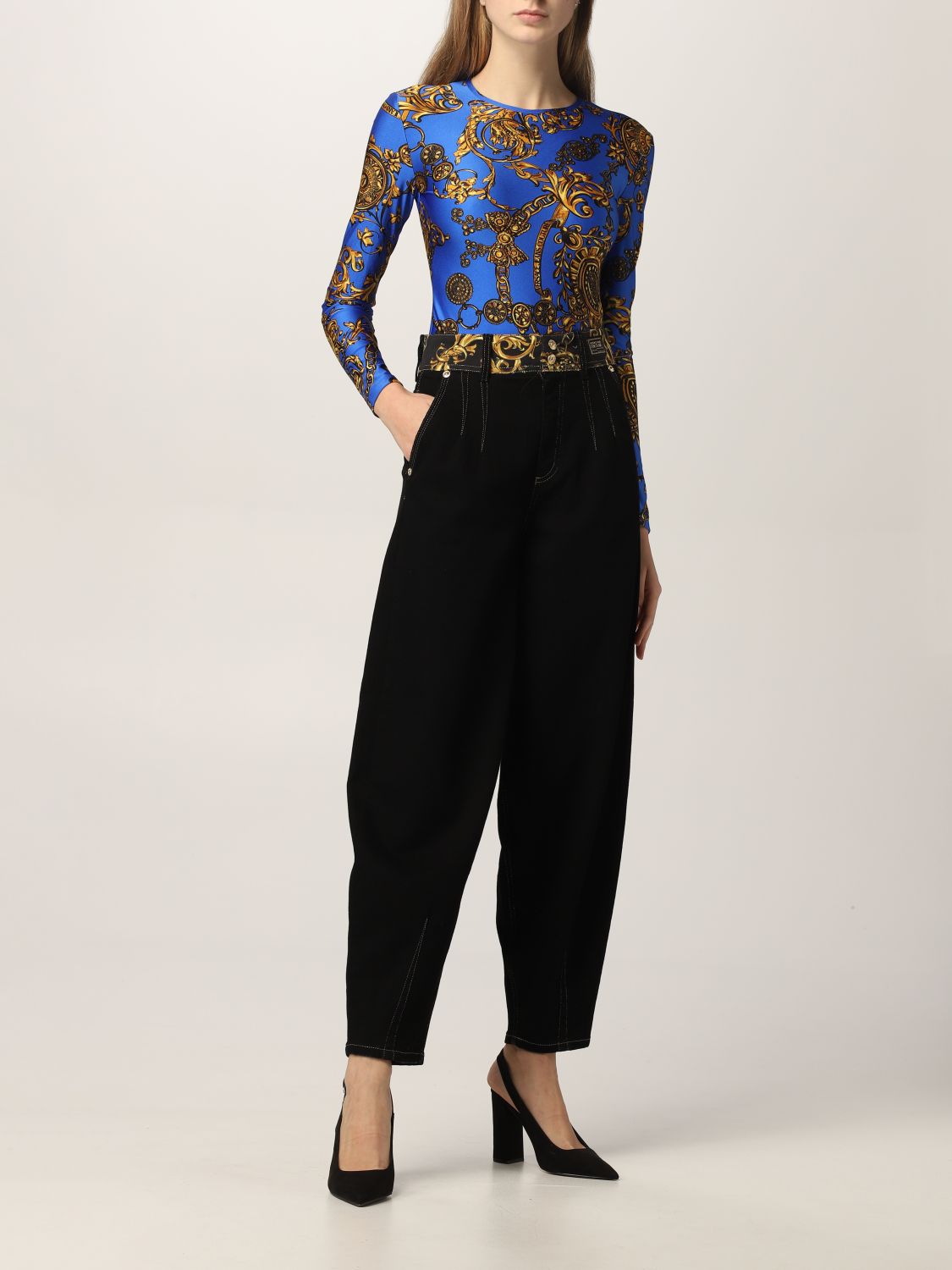 Body Versace Jeans Couture: Body Versace Jeans Couture con stampa baroque blue 5