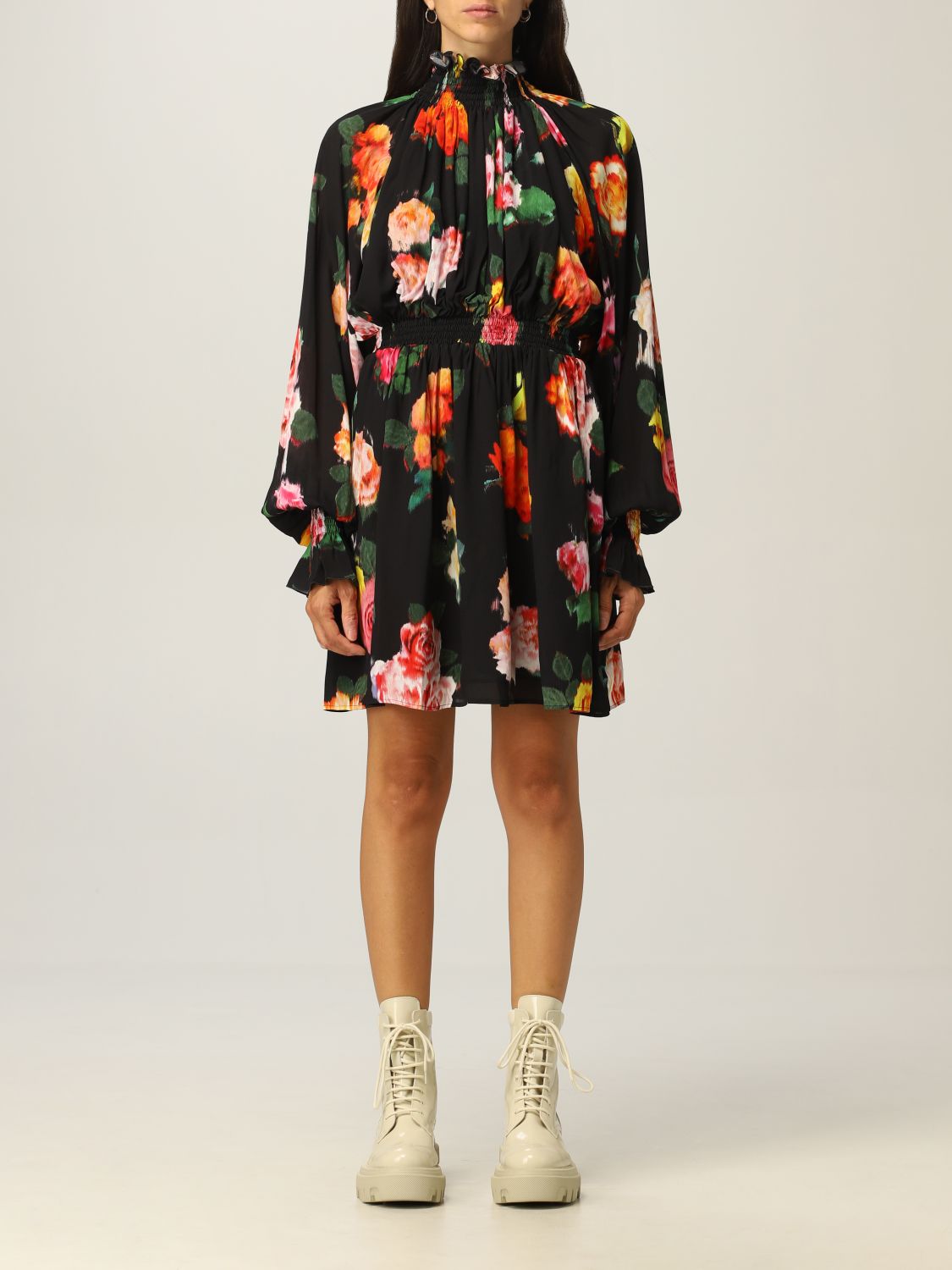 MSGM: short dress with floral pattern ...