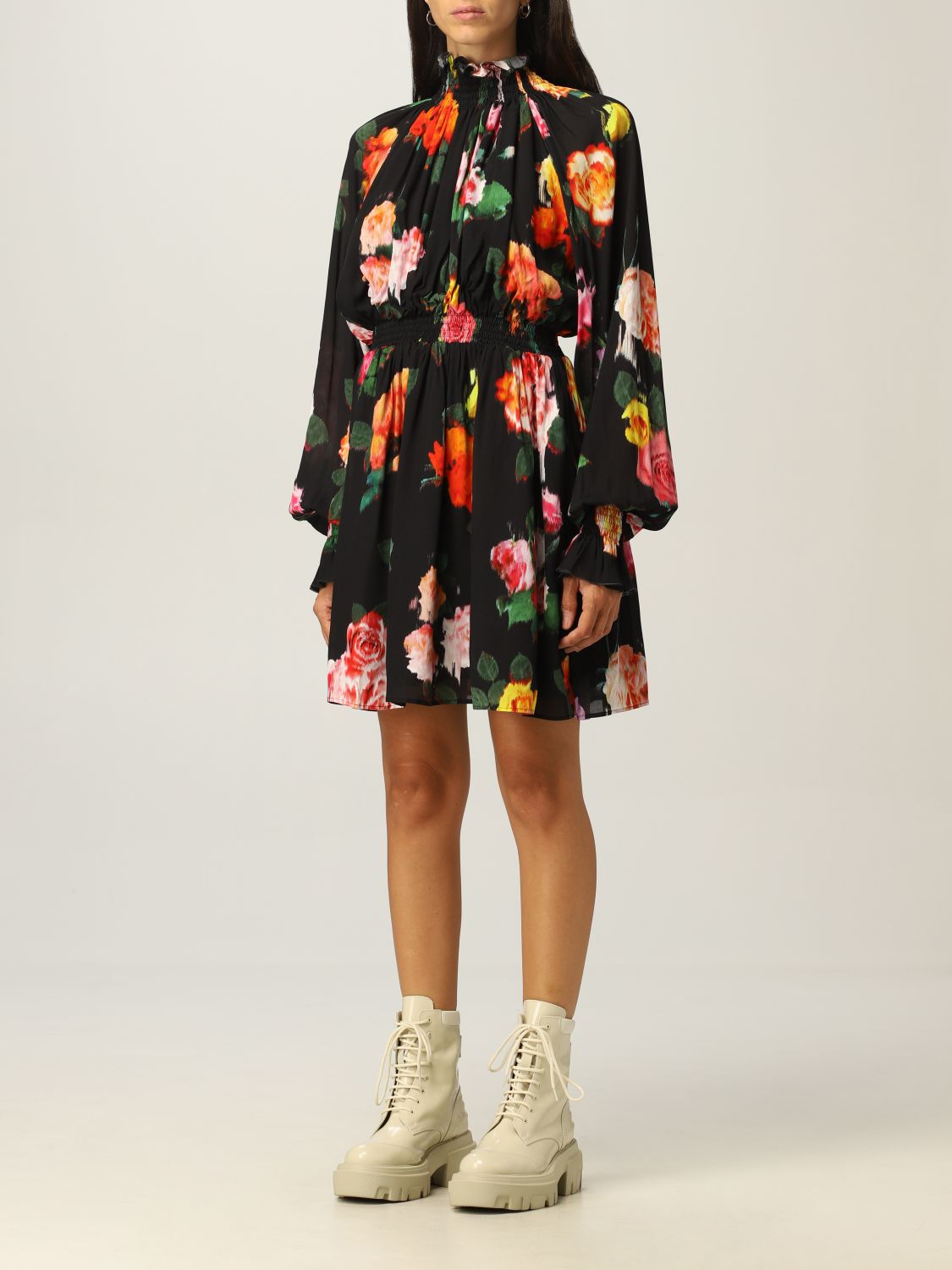 MSGM: short dress with floral pattern ...
