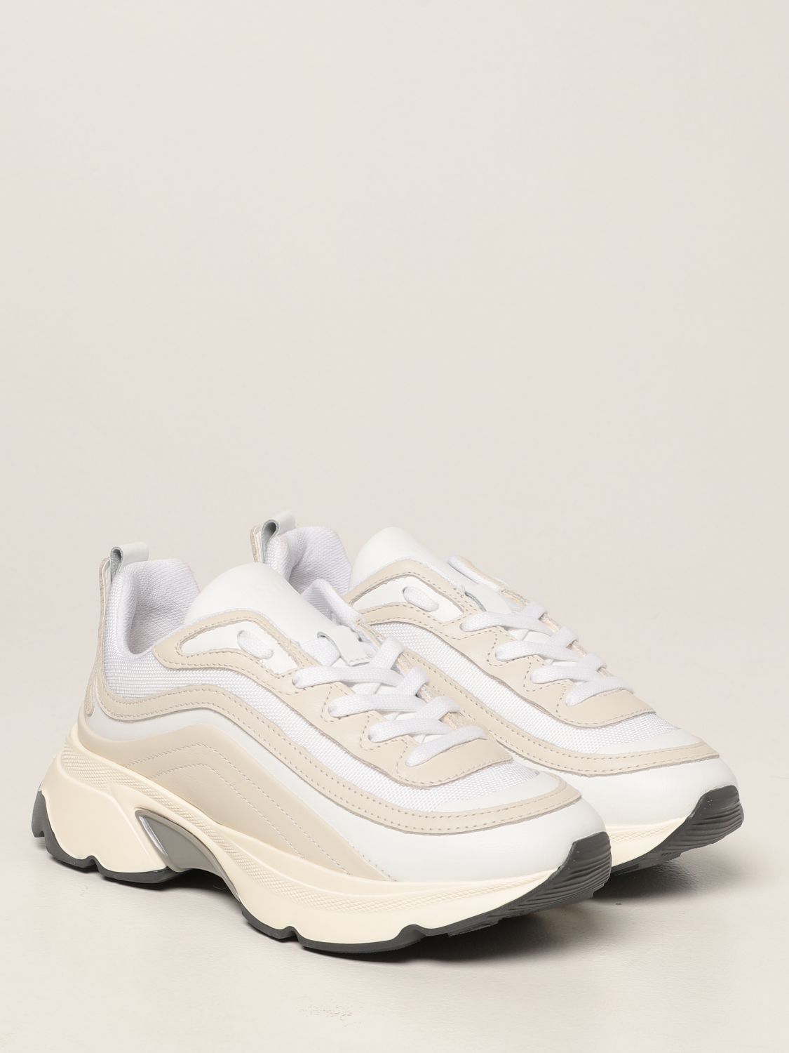 Sneakers Msgm: Msgm trainers in leather and mesh white 2