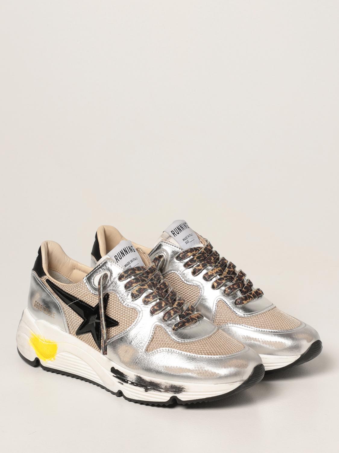 GOLDEN GOOSE Running Sole sneakers in laminated leather Silver