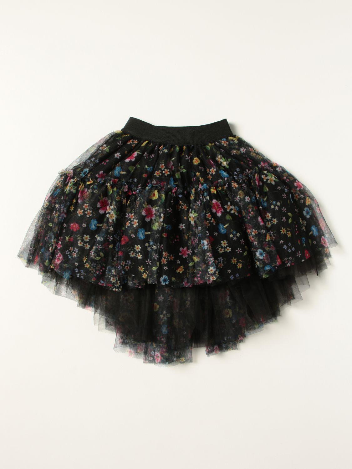 Skirt Monnalisa: Monnalisa skirt in floral tulle black 1