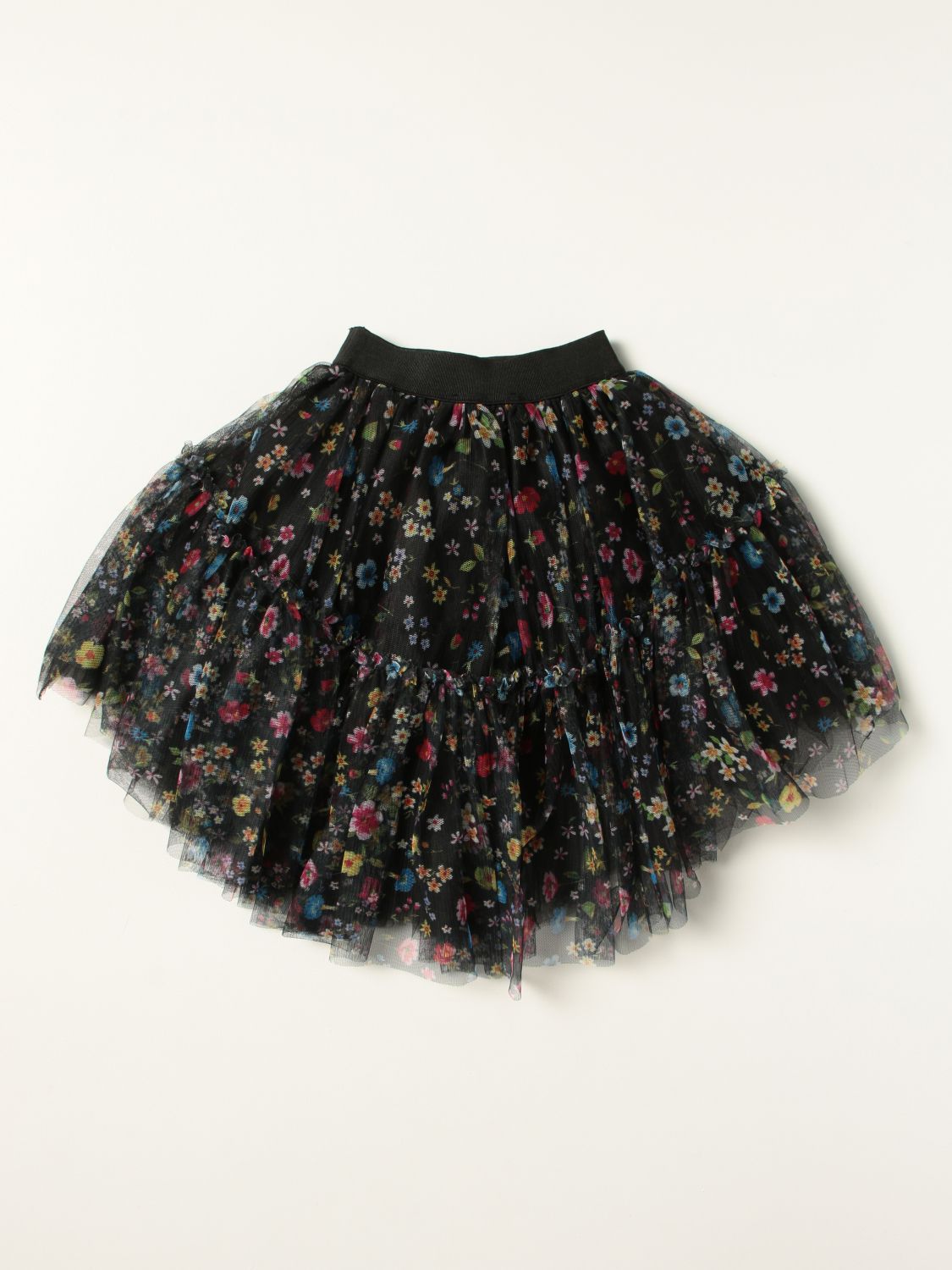 Skirt Monnalisa: Monnalisa skirt in floral tulle black 2