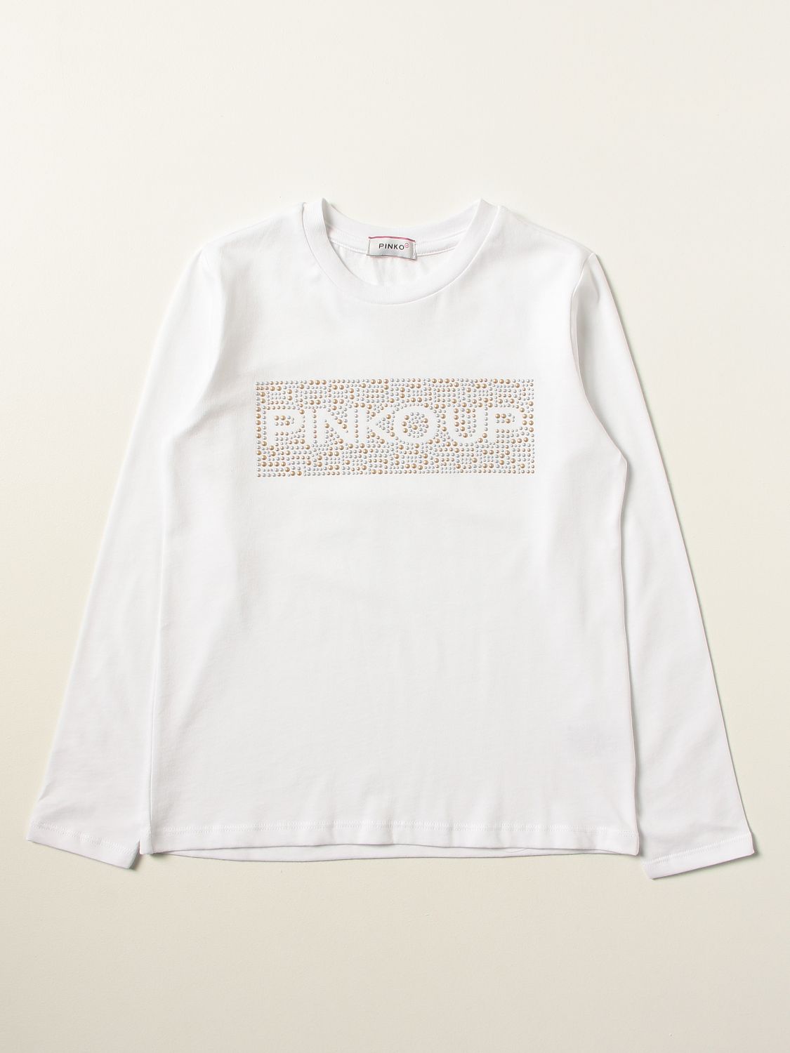 T-shirt Pinko: T-shirt Pinko in cotone con logo di strass bianco 1