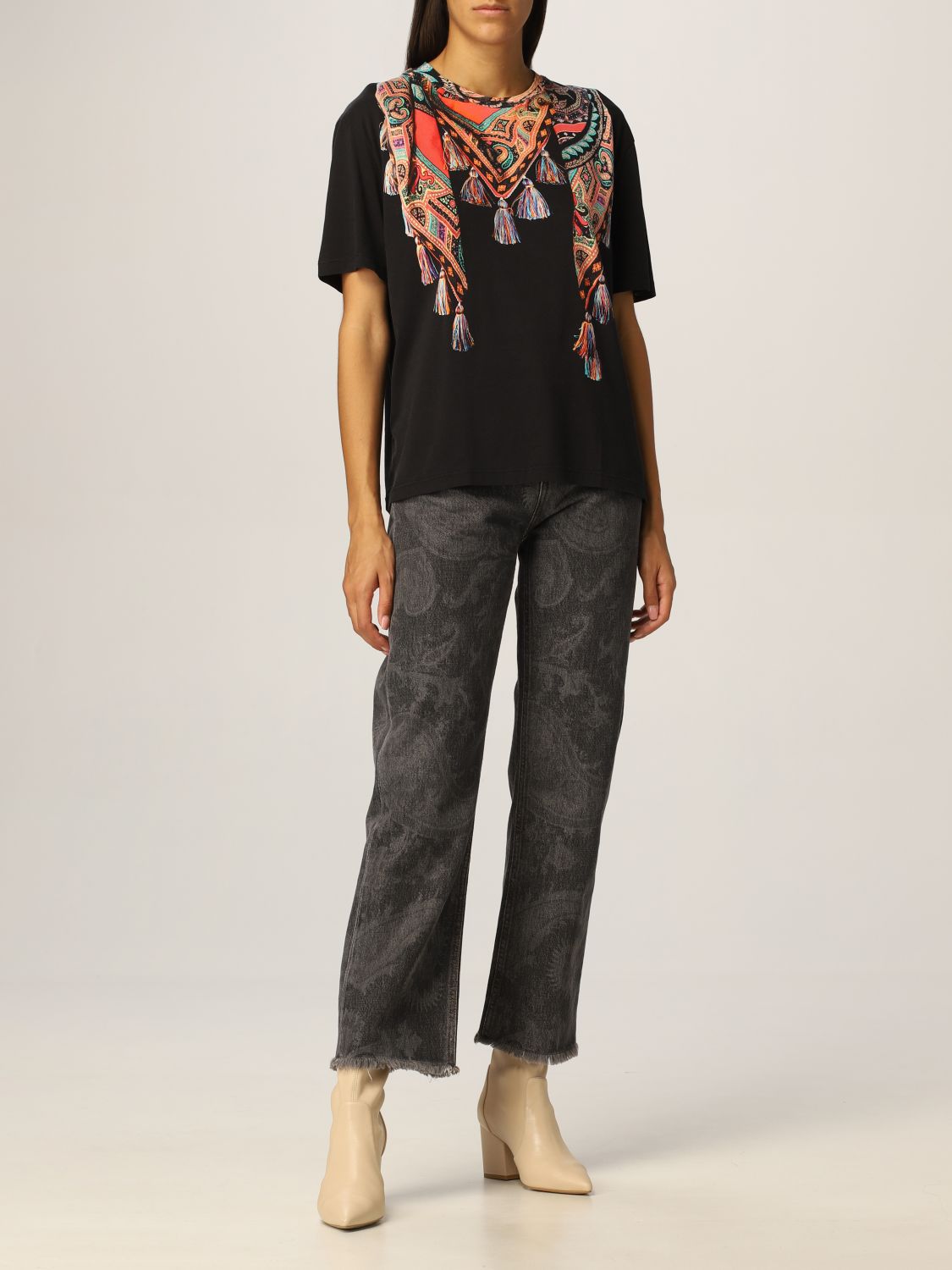 Etro jeans in denim with paisley print