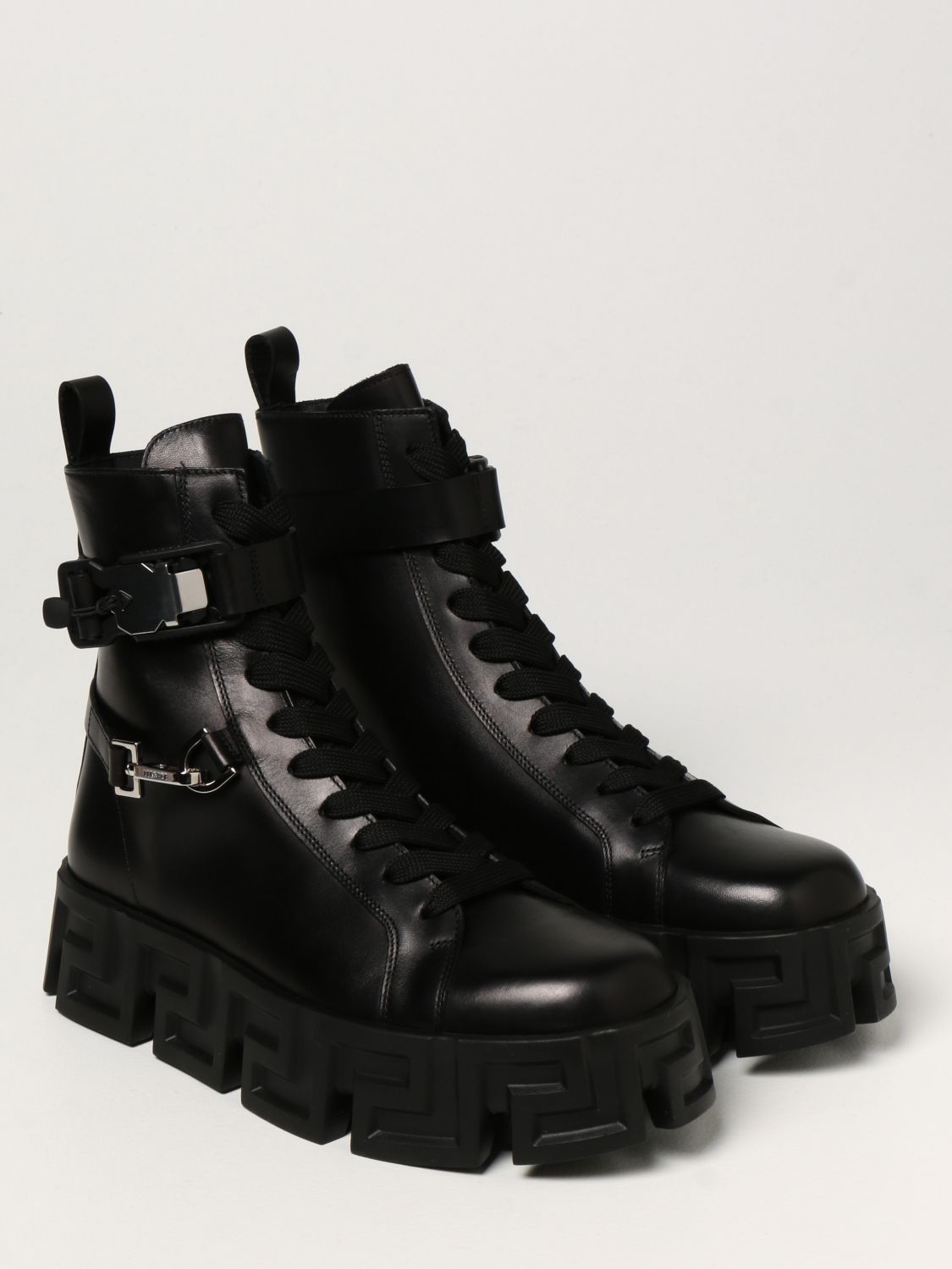 Boots Versace: Greca Labyrinth Versace leather ankle boots black 2