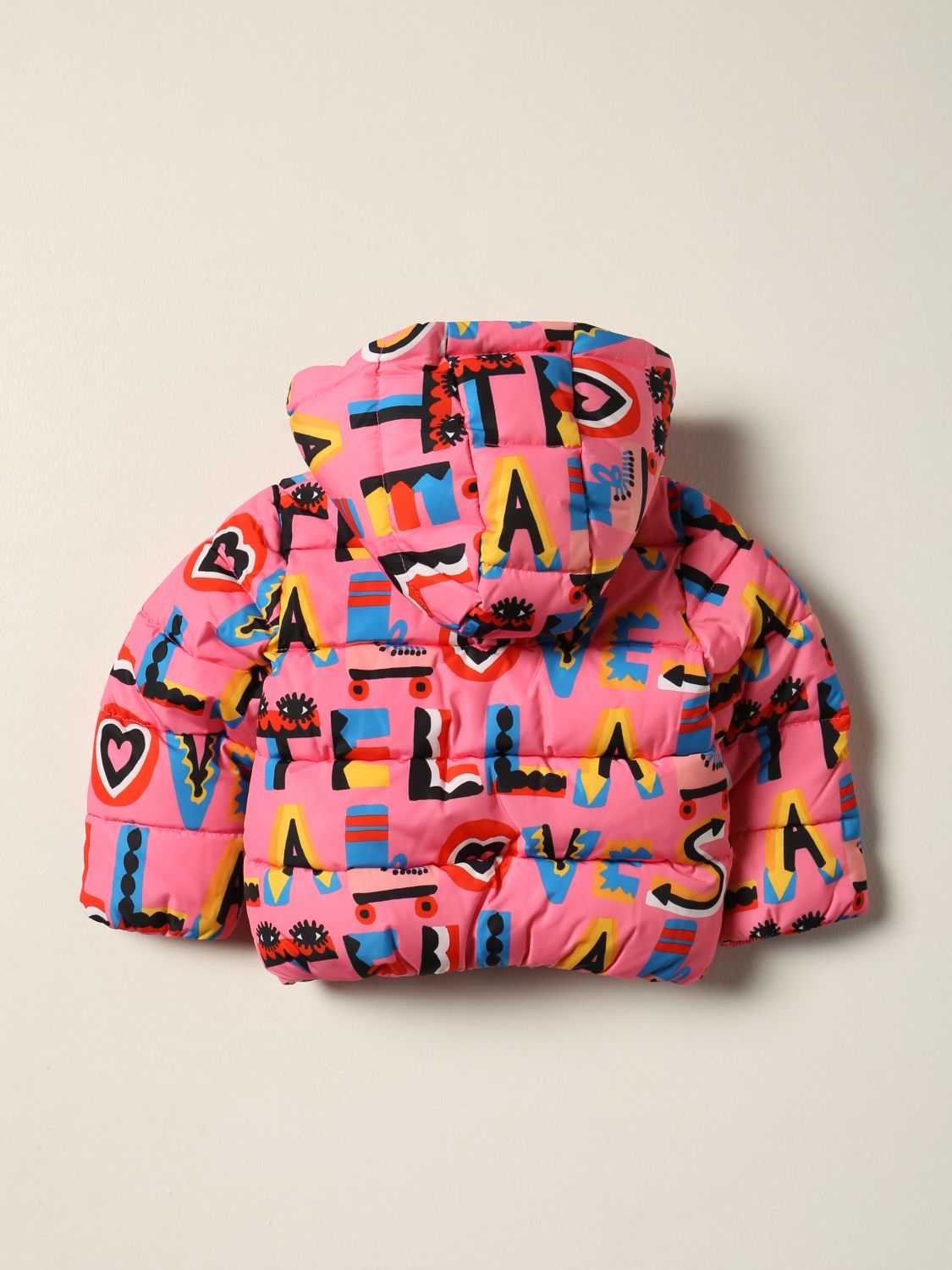 Jacket Stella Mccartney: Stella McCartney down jacket with all over lettering pink 2