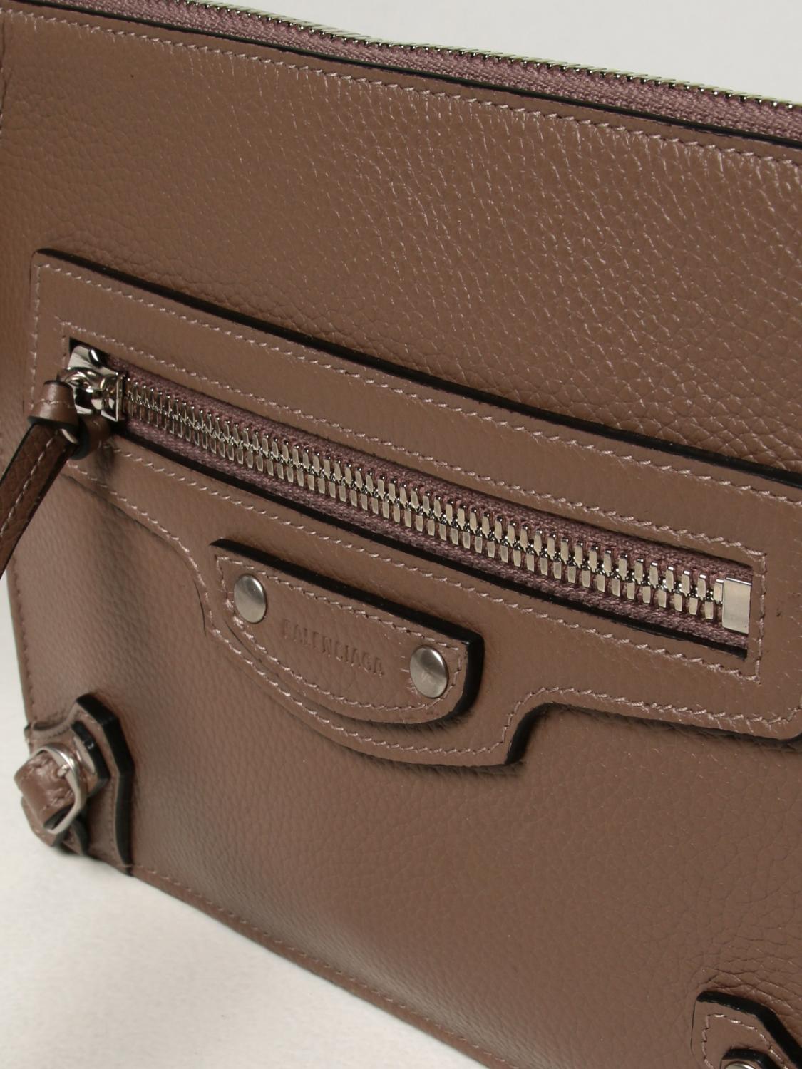 BALENCIAGA pouch / bag in textured leather Grey Balenciaga belt