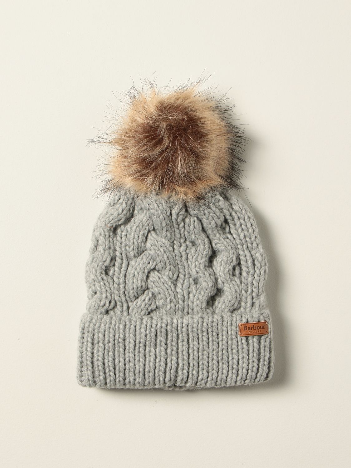 Hat Barbour: Braided Barbour beanie hat grey 1