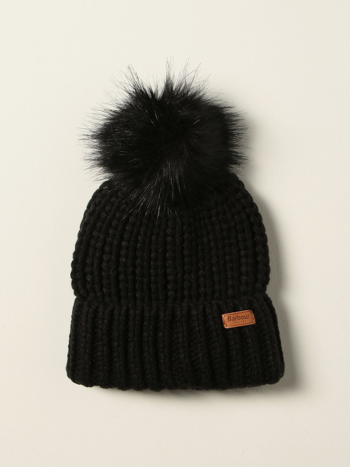 Hat Barbour: Barbour beanie hat with pompom black 1
