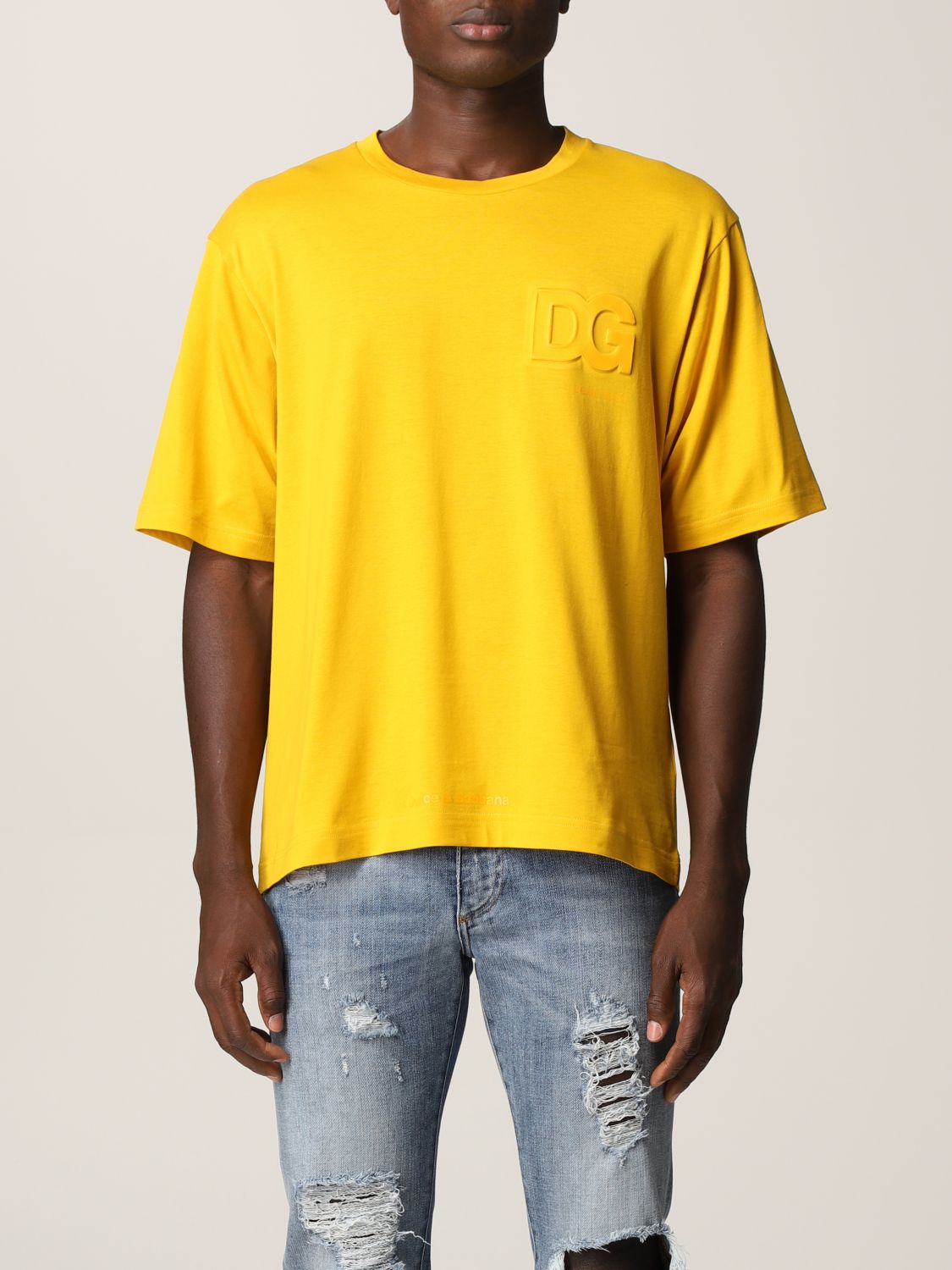 DOLCE & GABBANA: T-shirt with DG logo - Yellow | DOLCE & GABBANA t ...