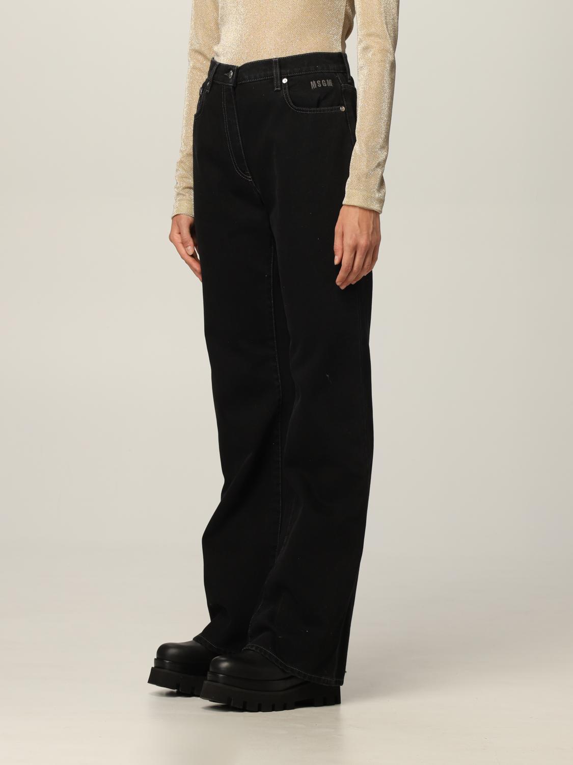 Msgm Outlet: Jeans flare in denim di cotone - Nero | Jeans Msgm  3141MDP53L217755 GIGLIO.COM