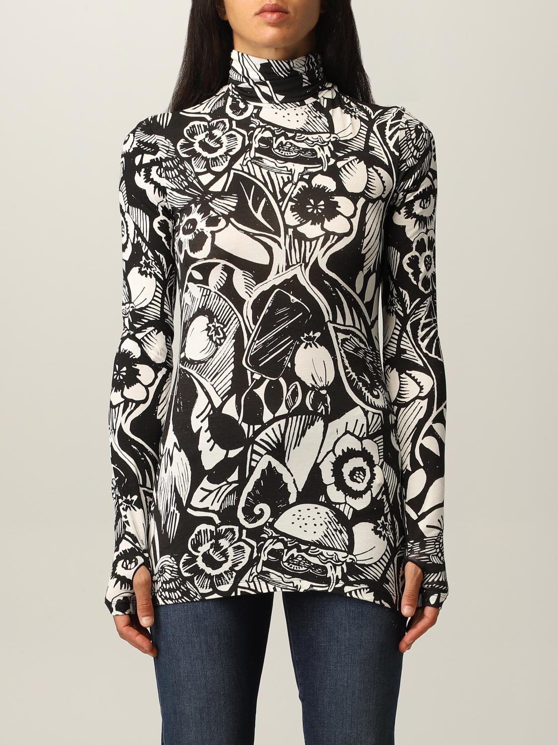 white floral turtleneck