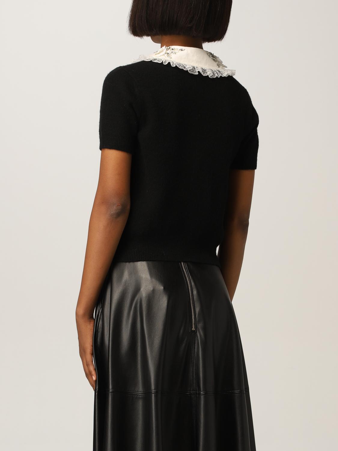 ELISABETTA FRANCHI: Maglia con colletto - Nero | Maglia Elisabetta Franchi  MK47T16E2 GIGLIO.COM