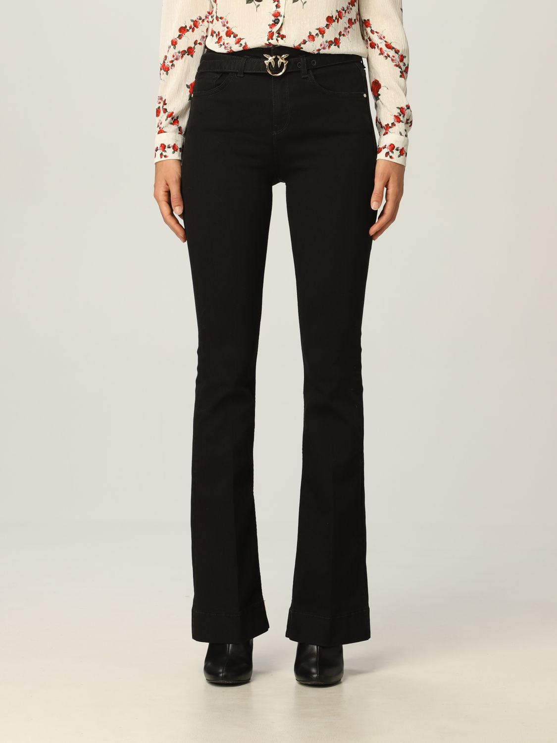 Jeans Pinko: Pinko 5-pocket jeans with belt and Love Birds buckle black 1