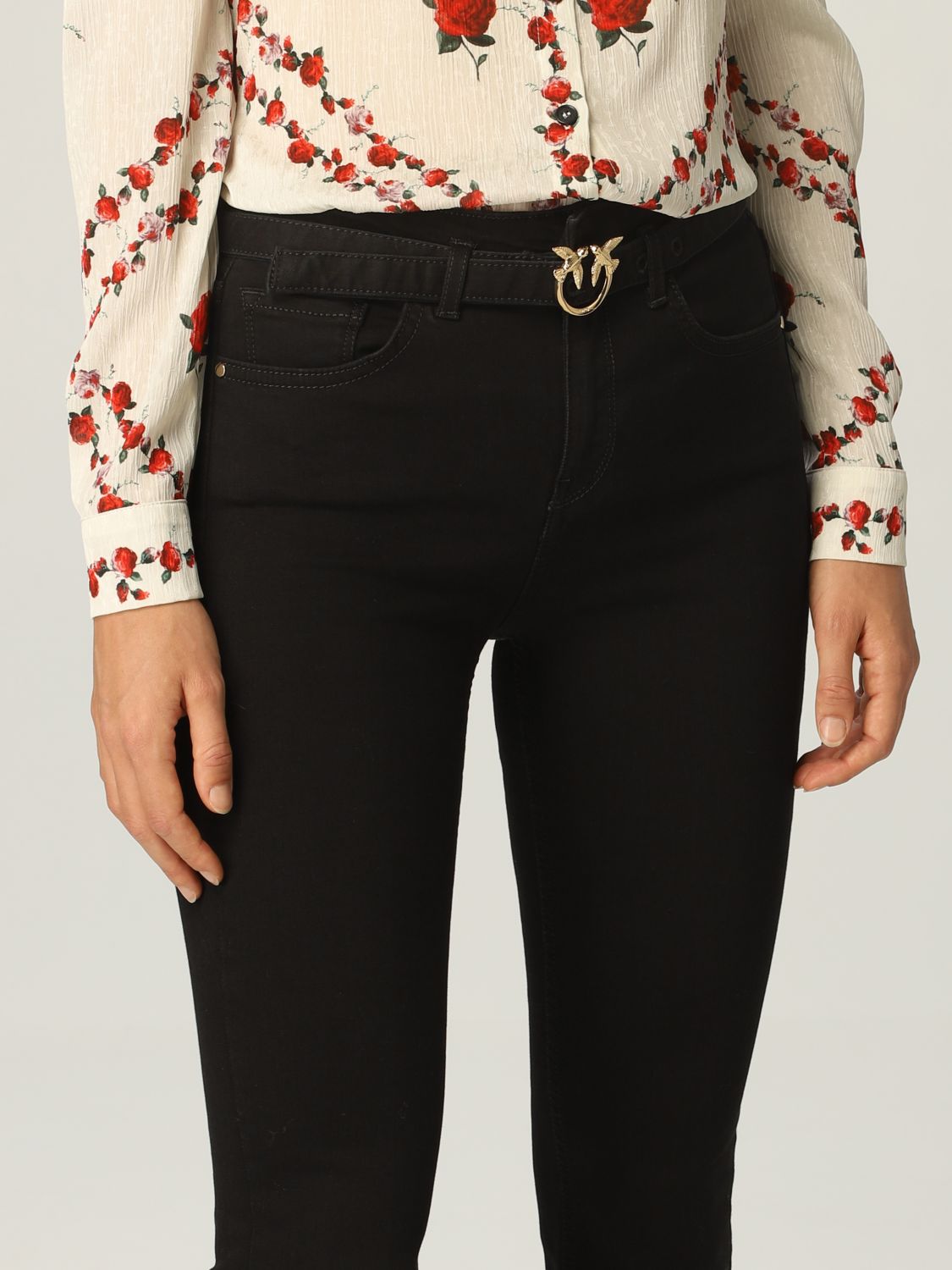 Jeans Pinko: Pinko 5-pocket jeans with belt and Love Birds buckle black 3