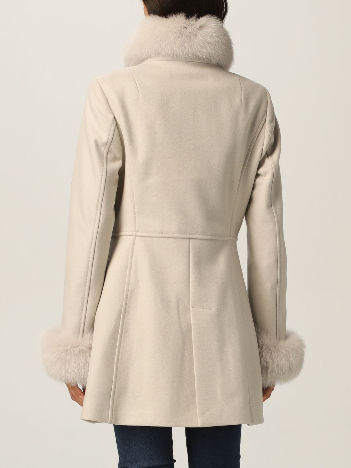 Cappotto Fay: Cappotto Virginia Fay in misto lana e pelliccia di volpe ghiaccio 2