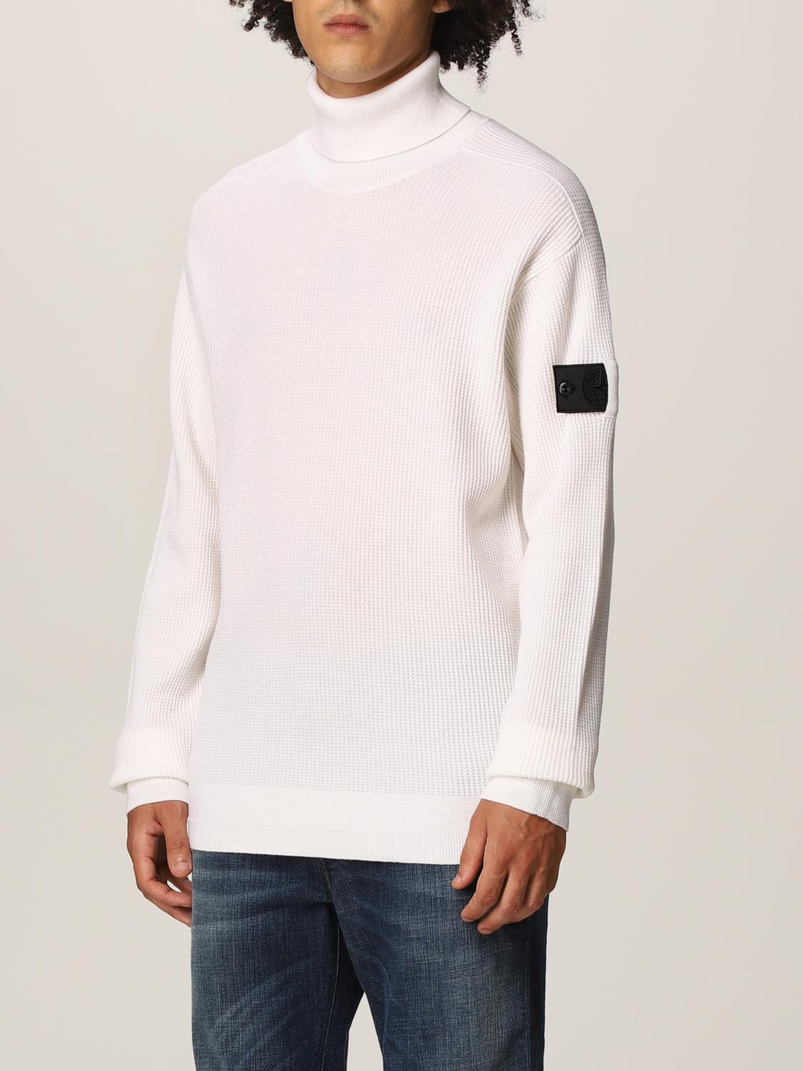 white stone island sweater