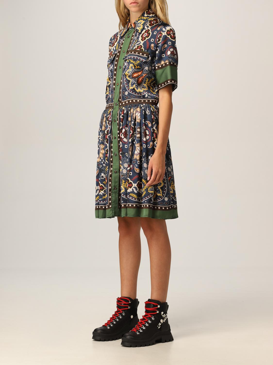 paisley print shirt dress