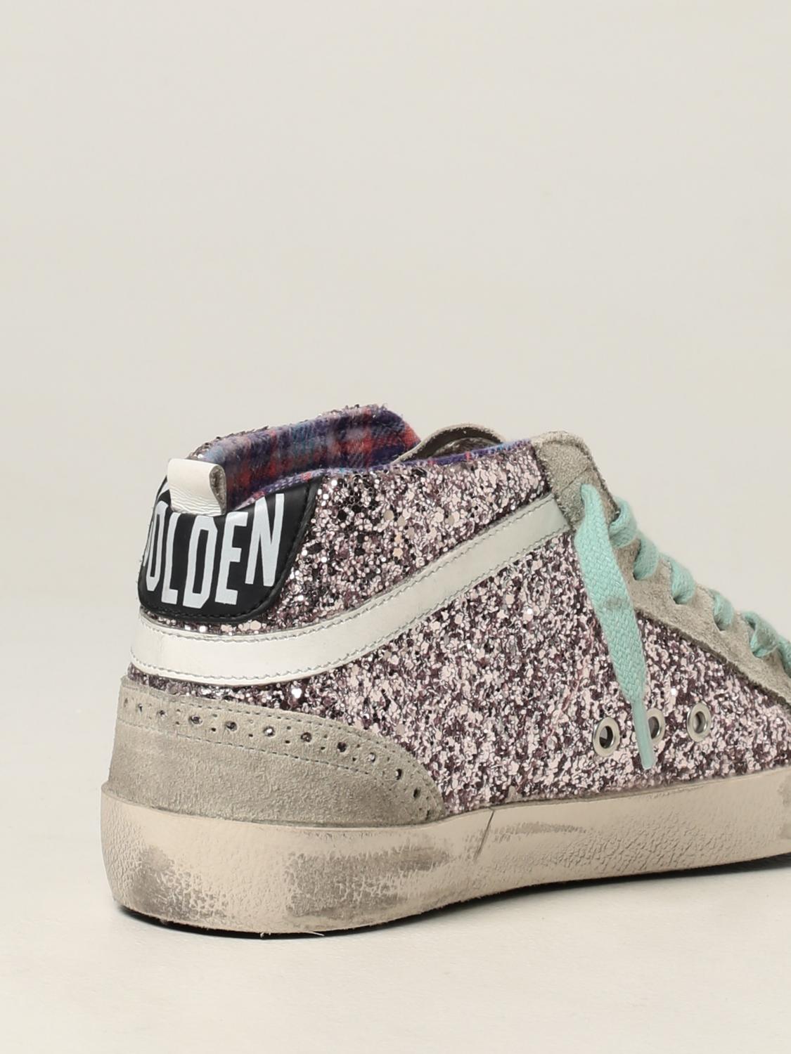 golden goose pink glitter mid star