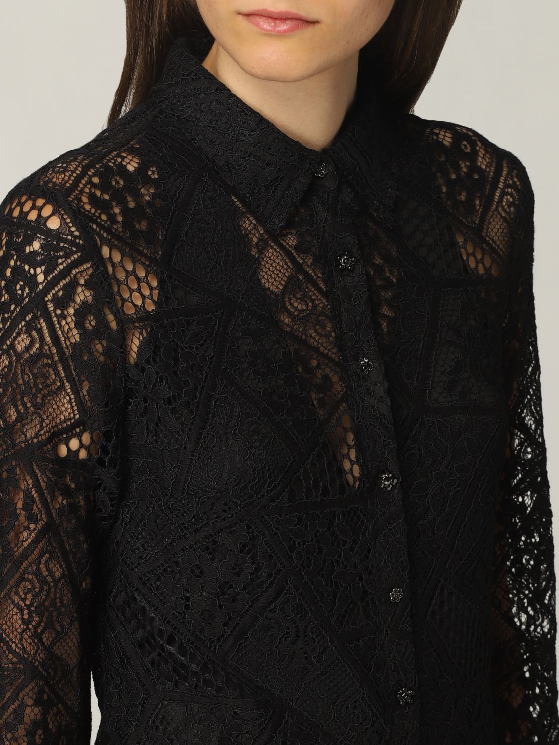 PINKO: shirt dress in patchwork lace ...