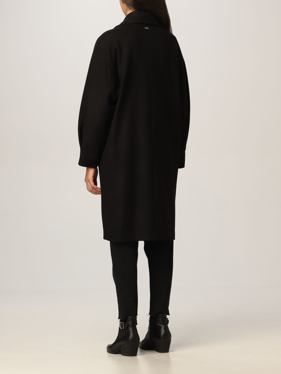 LIU JO: double-breasted coat in wool blend - Black | Liu Jo coat ...