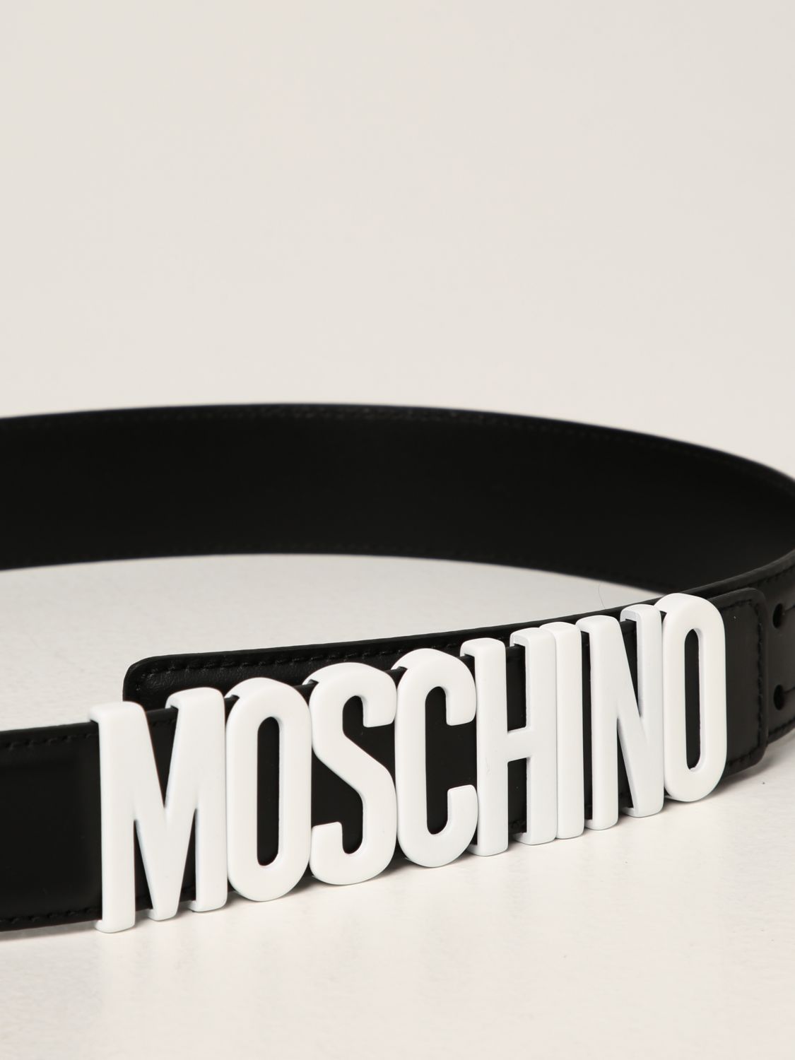 Belt Moschino Couture: Moschino Couture leather belt with logo black 2