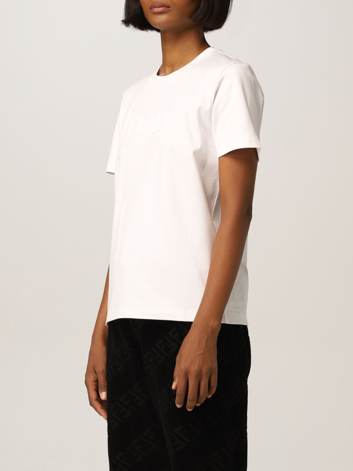 T-Shirt Fendi: Fendi cotton T-shirt with logo white 4