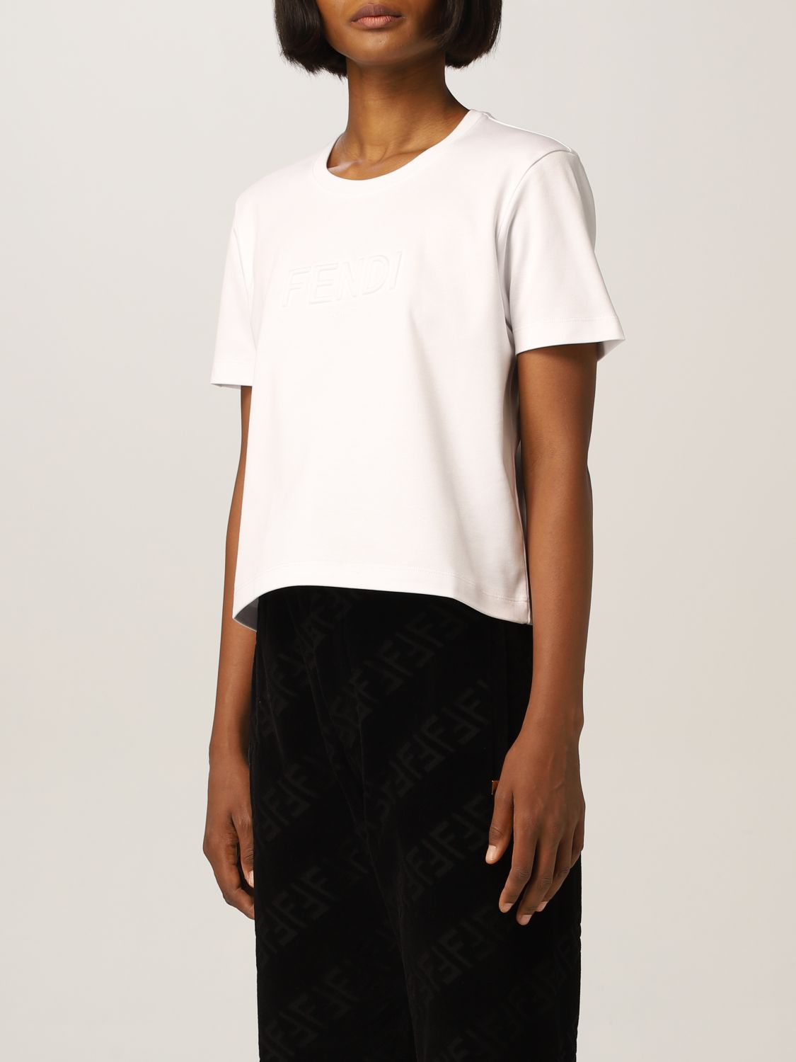 T-Shirt Fendi: Fendi cotton T-shirt with logo white 4