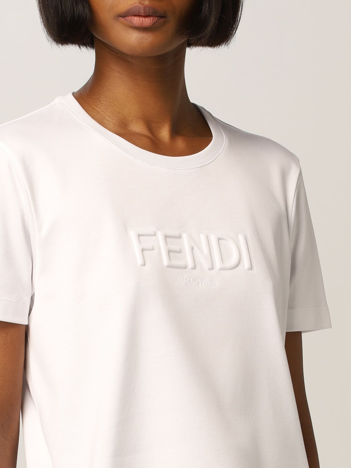 T-Shirt Fendi: Fendi cotton T-shirt with logo white 5