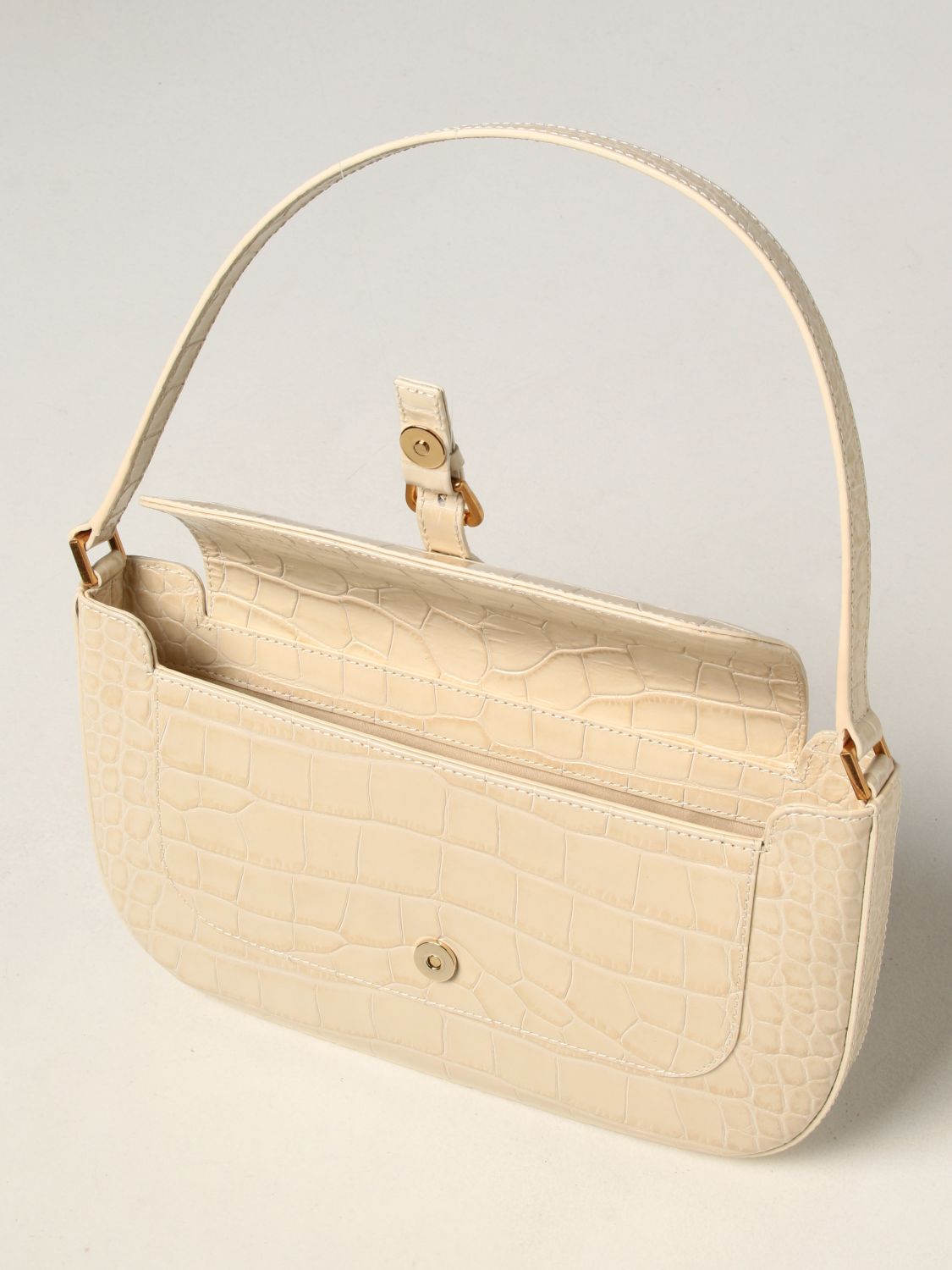 Shoulder bag By Far: Miranda By Far shoulder bag in crocodile print leather yellow cream 4