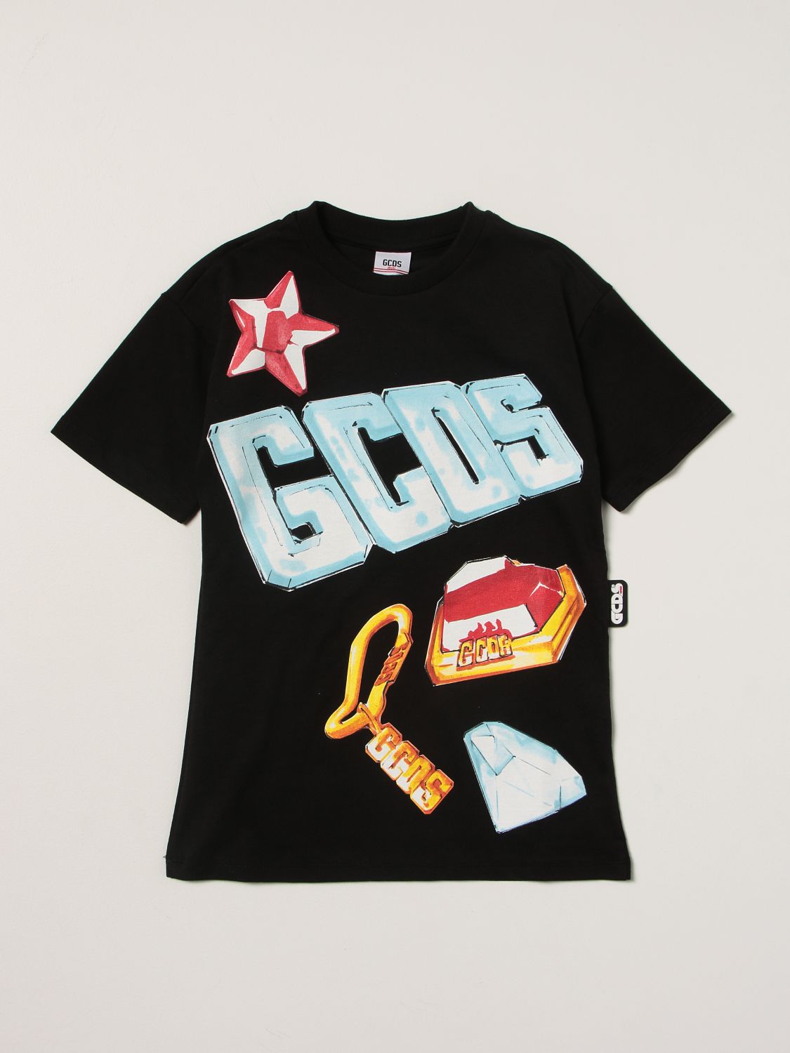 Abito Gcds: T-shirt Gcds in cotone con logo nero 1