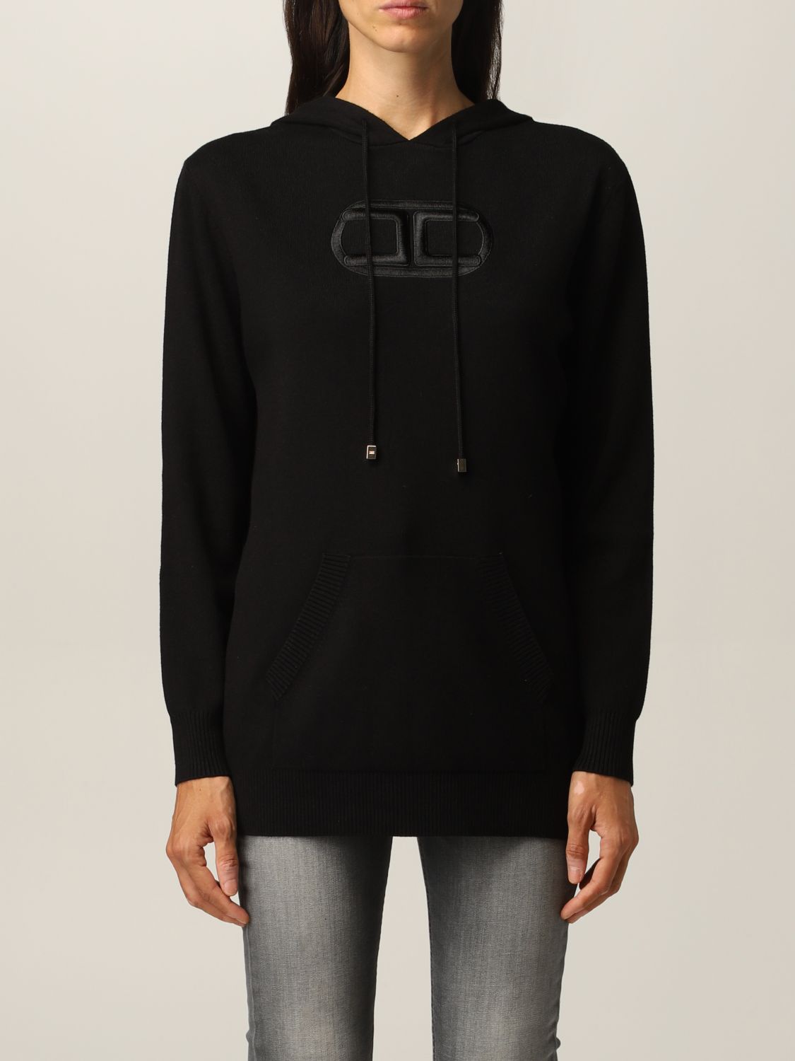 ELISABETTA FRANCHI: knitted sweatshirt with logo | Sweatshirt ...