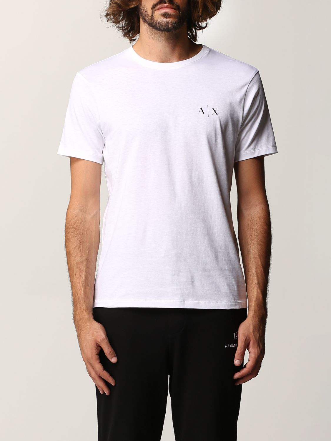 ARMANI EXCHANGE: T-shirt in cotton jersey with back writing 