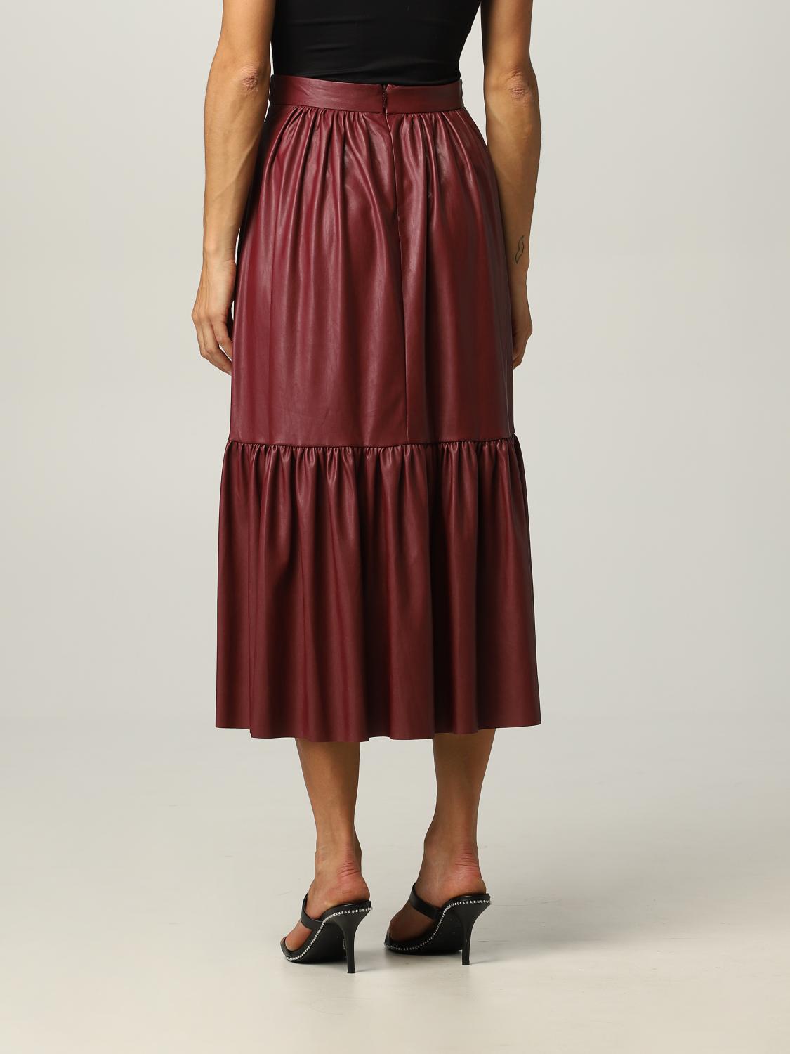 PINKO: Gonna longuette in pelle sintetica - Bordeaux | Gonna Pinko 1G16ES  Y7CD GIGLIO.COM