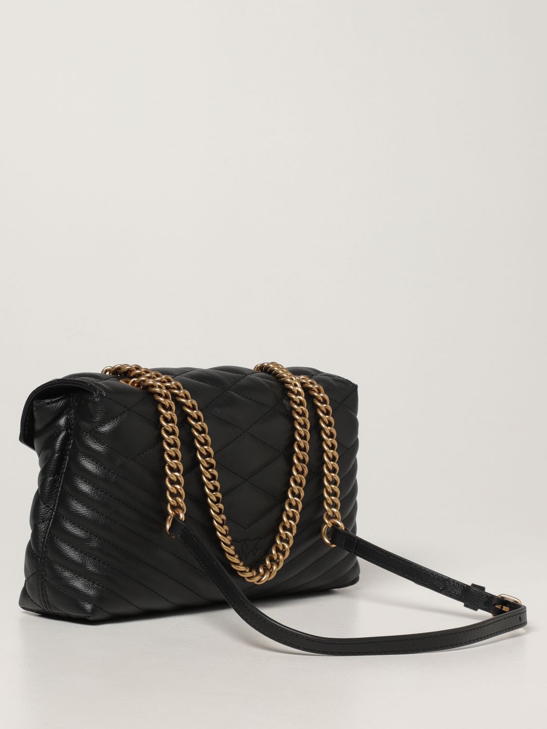 PINKO: Love Lady Puff quilt bag in quilted nappa - Black | Pinko ...