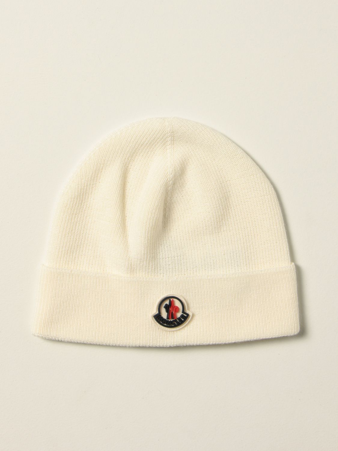 Cappello bambino Moncler: Cappello a berretto Moncler in misto lana panna 1