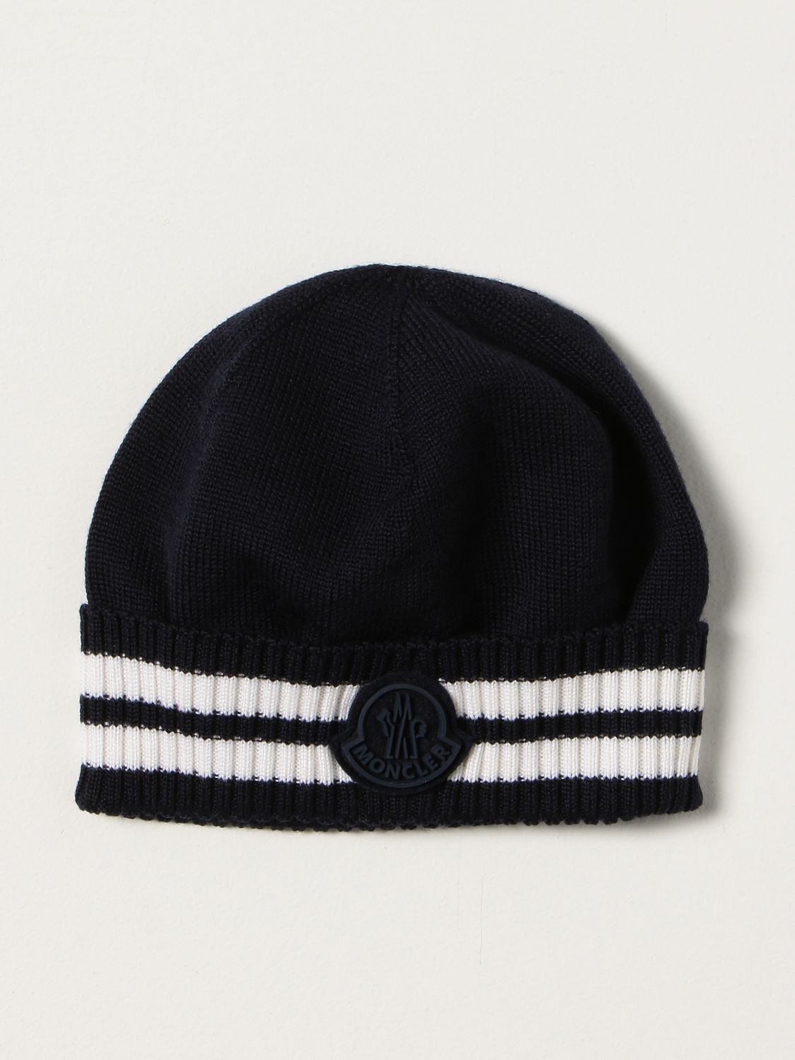 Hat Moncler: Moncler bobble hat in wool blue 1