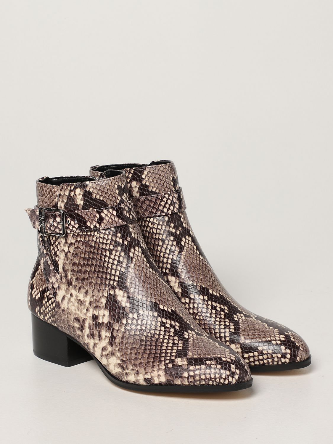 MICHAEL KORS: Britton Michael ankle boot in leather with python print -  Natural | Michael Kors flat booties 40T1BTMB5E online on 