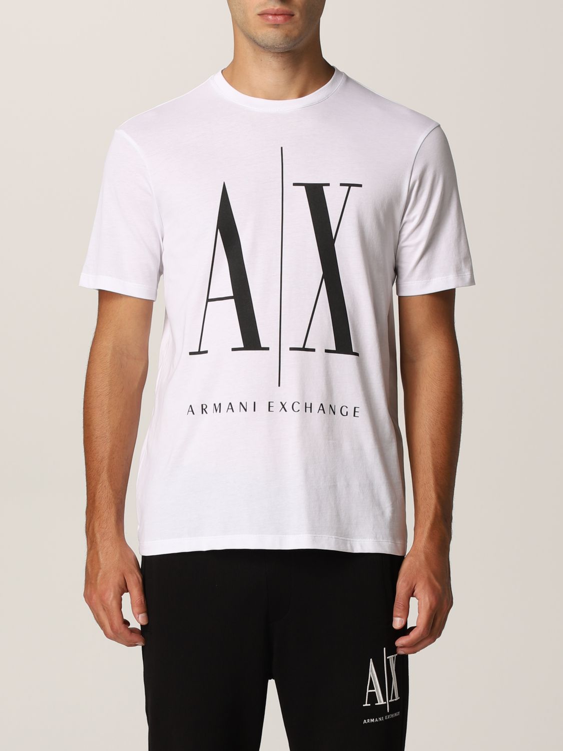 ARMANI EXCHANGE: T-shirt in cotton jersey with logo - White | Armani ...