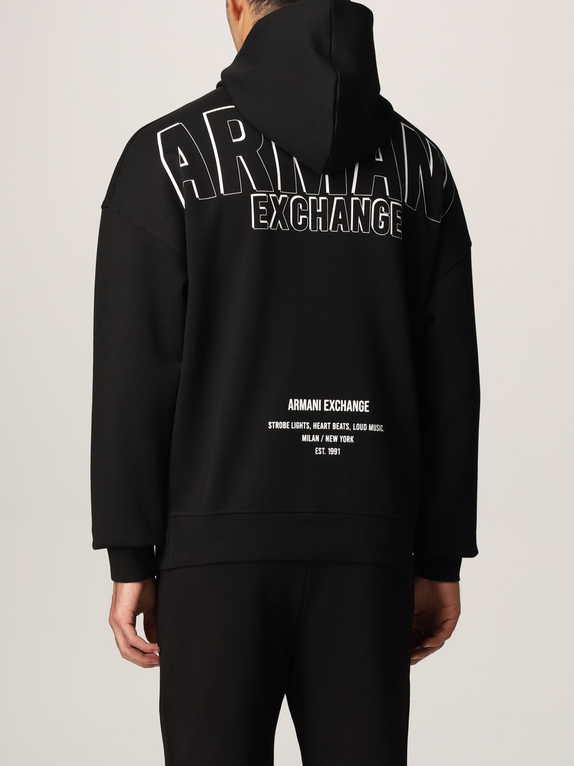 ARMANI EXCHANGE: cotton sweatshirt with logo - Black | Armani Exchange  sweatshirt 6KZMGF ZJ5GZ online on 