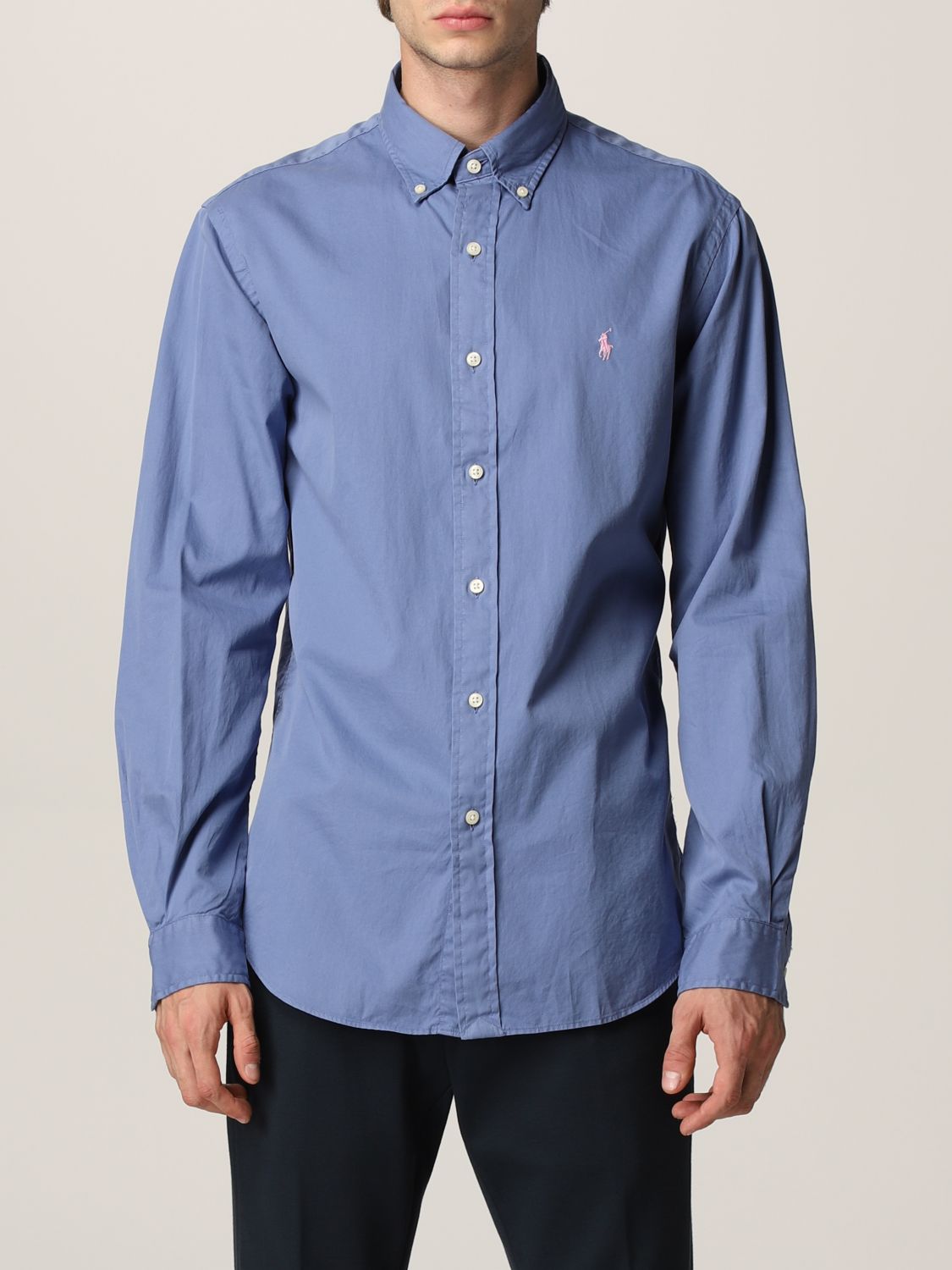 POLO RALPH LAUREN: cotton shirt - Blue | Polo Lauren shirt online on GIGLIO.COM