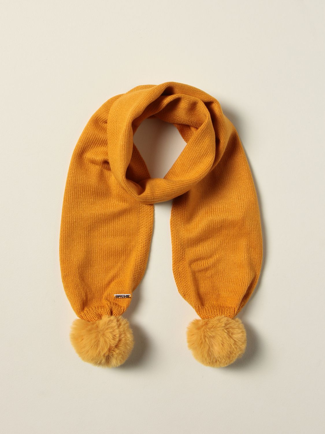 Scarf Liu Jo: Liu Jo scarf with maxi pompon mustard 2