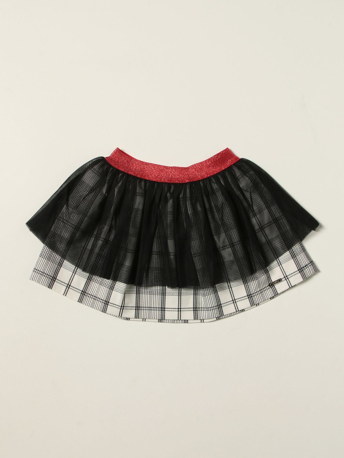 LIU JO: skirt in check cotton blend - Black | Liu Jo skirt KF1036T4951 ...