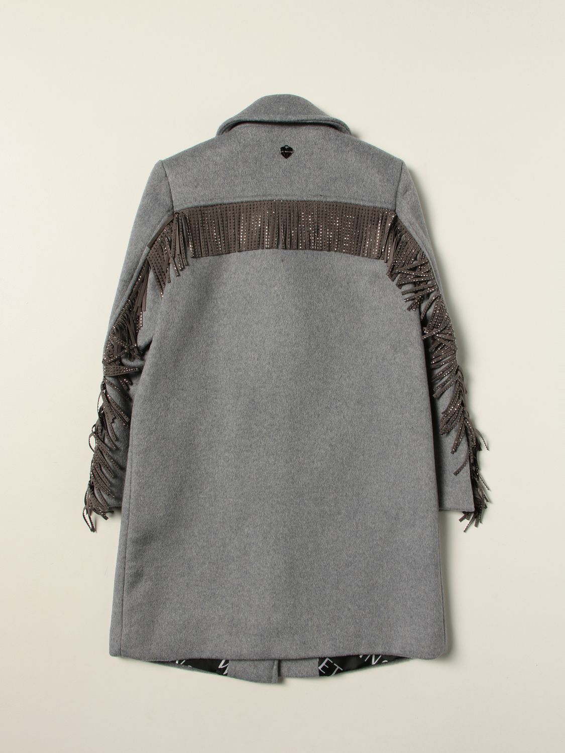 Coat Twinset: Twin-set coat in wool blend with fringes grey 2
